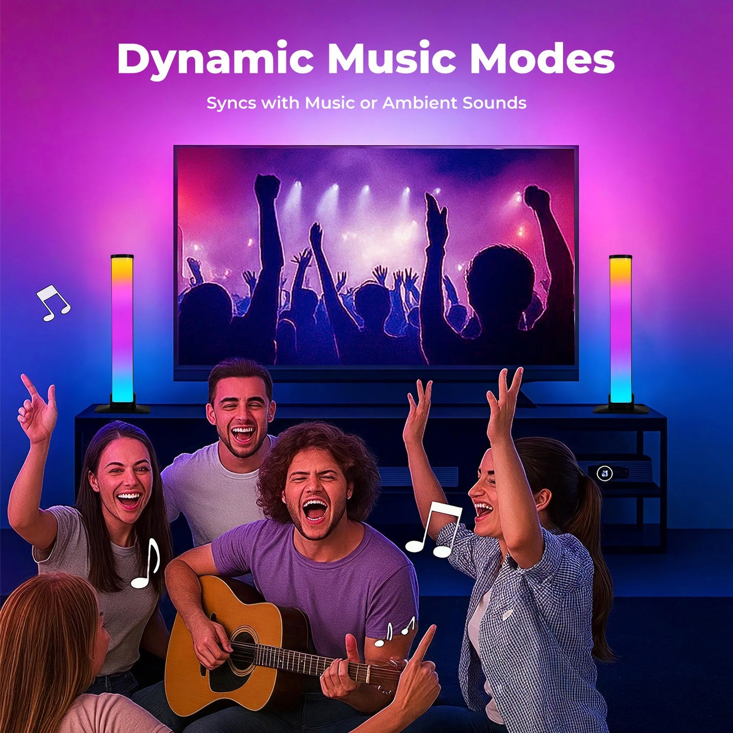 Livoshop Emitto 2X Smart RGB LED Light Bar ambient lamp with color-changing music backlight for TV and room decoration