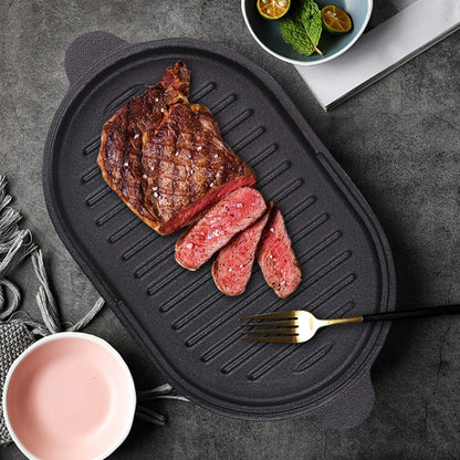 HOMCOM 2-in-1 cast iron Dutch oven and skillet with lid, ideal for camping and versatile cooking in a durable black finish.