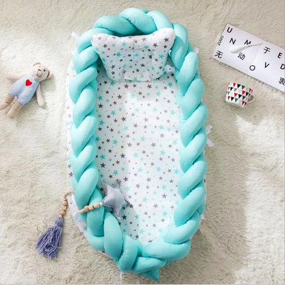 Portable cotton crib by HOMCOM with soft white cotton fabric, sturdy frame, and compact design for easy mobility and safe sleep.