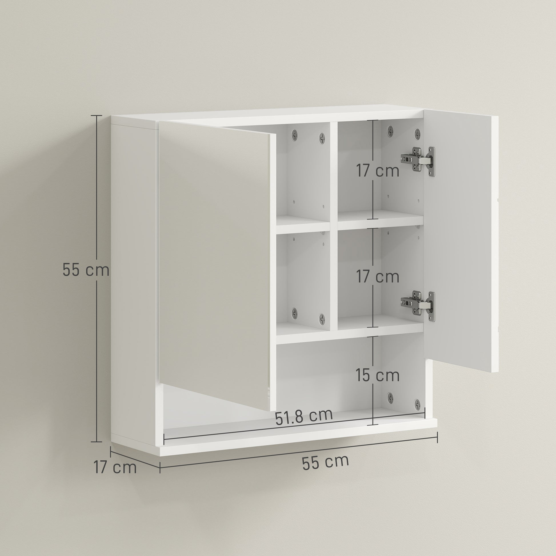 HOMCOM Kleankin wall-mounted bathroom storage cupboard in white with 5 compartments for organized bathroom essentials