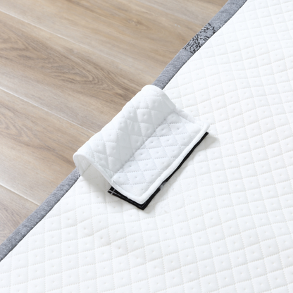 HOMCOM folding bed with 10cm mattress, portable metal frame, compact guest bed suitable for easy storage and quick setup.