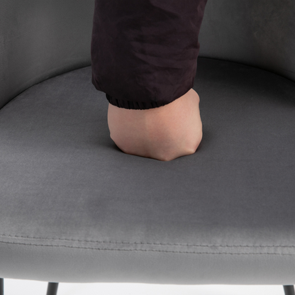 2 Pieces Modern Upholstered Fabric Bucket Seat Dining Chairs Living Room Grey