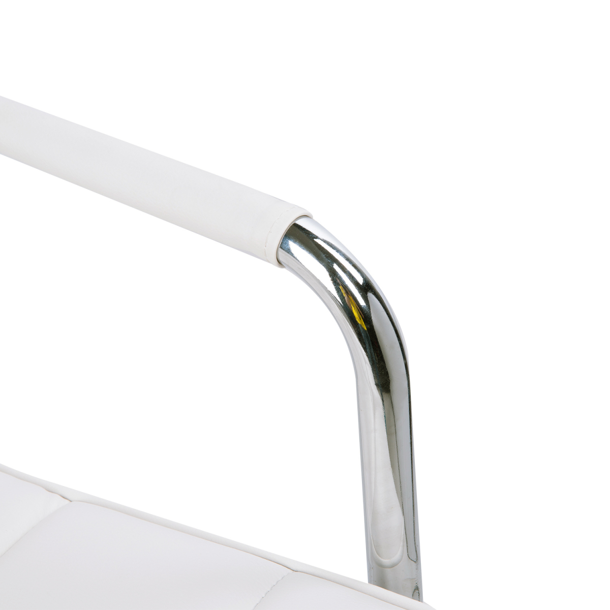 Mid Back PU Leather Home Office Chair Swivel Desk Chair with Arm, Wheel, White