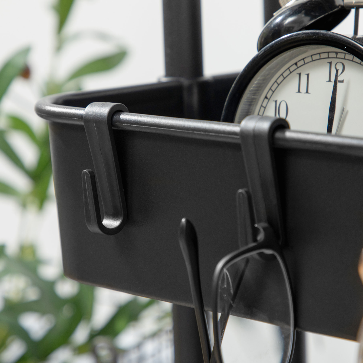3-Tier Utility Cart, Serving Trolley with Mesh Baskets Removable Boxes, Black