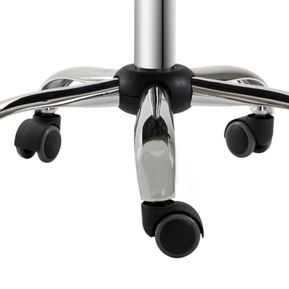 White HOMCOM office salon rolling technician stool with low back support and adjustable height for beauty salon use.