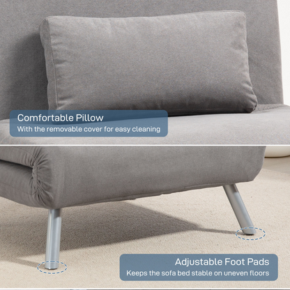 2-in-1 Folding Sofa Bed with 5-level Adjustable Backrest, Grey