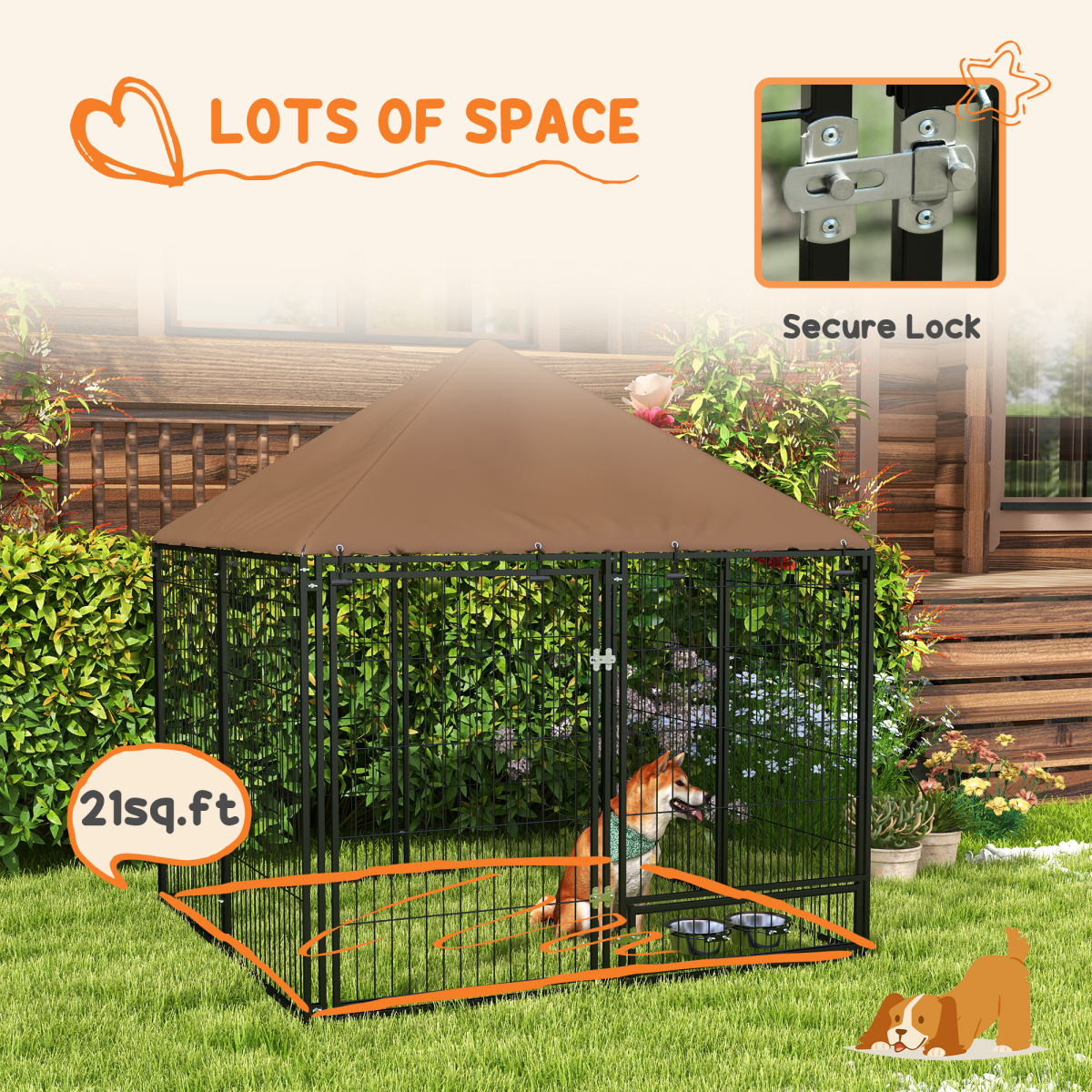 Dog whelping box and pet playpen with a sturdy wooden dog house, providing a safe space for puppies and dogs.