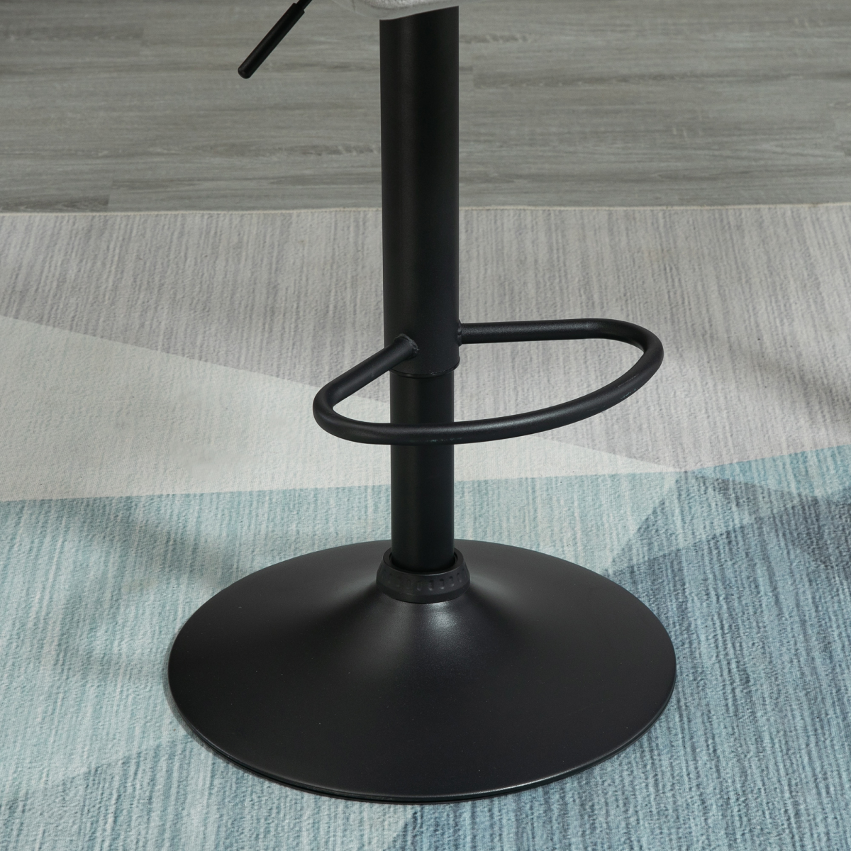 Set of 2 fabric bar stools with adjustable height and metal bases, featuring light grey upholstery and modern design.