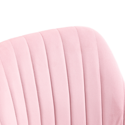 Velvet Office Chair with Adjustable Height and Wheels, Pink