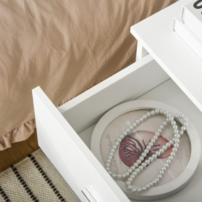 Bedside Table w/ 2 Drawers, Nightstand, Side Storage Cabinet Unit