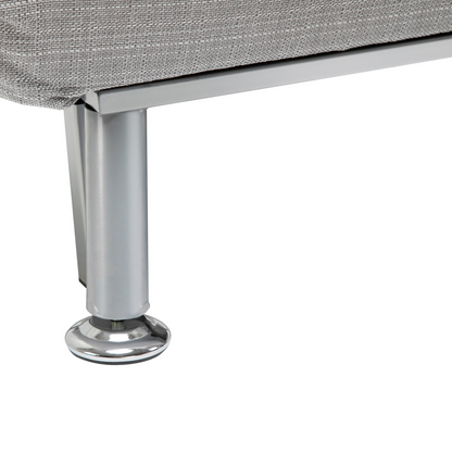 Grey single sofa bed folding chair with steel frame, padded surface, and pillow for versatile seating and sleeping comfort.