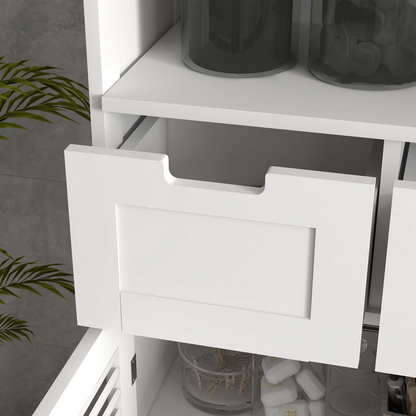 Small bathroom storage cabinet with louvred doors by kleankin, featuring compact design and ventilated door panels for bathroom organization.