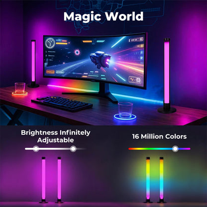 Livoshop Emitto 2X Smart RGB LED Light Bars with color-changing, music sync, and ambient lighting for gaming and home decor.