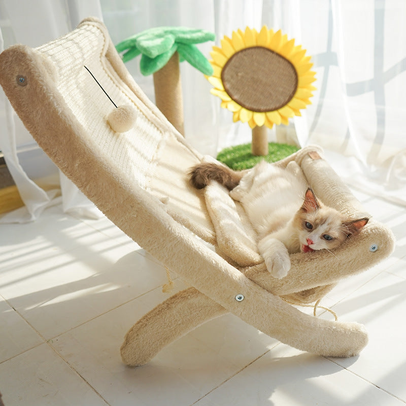 HOMCOM pet cat sofa bed sunbathing chair with soft fabric and cozy design, perfect for cats to relax and nap comfortably.