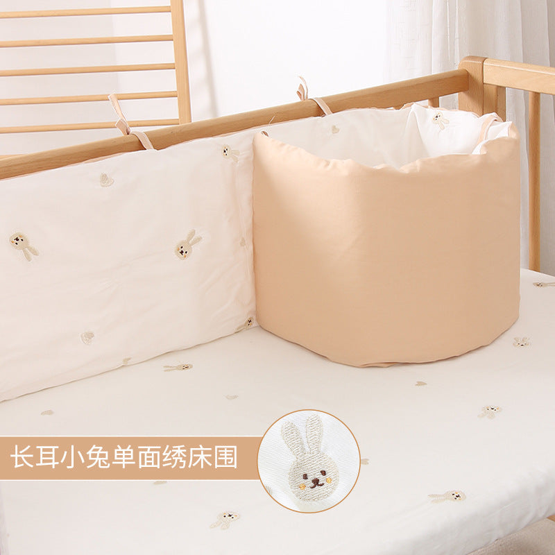 HOMCOM baby crib bed circumference soft anti-collision bag with removable, washable fabric in a cozy nursery setting