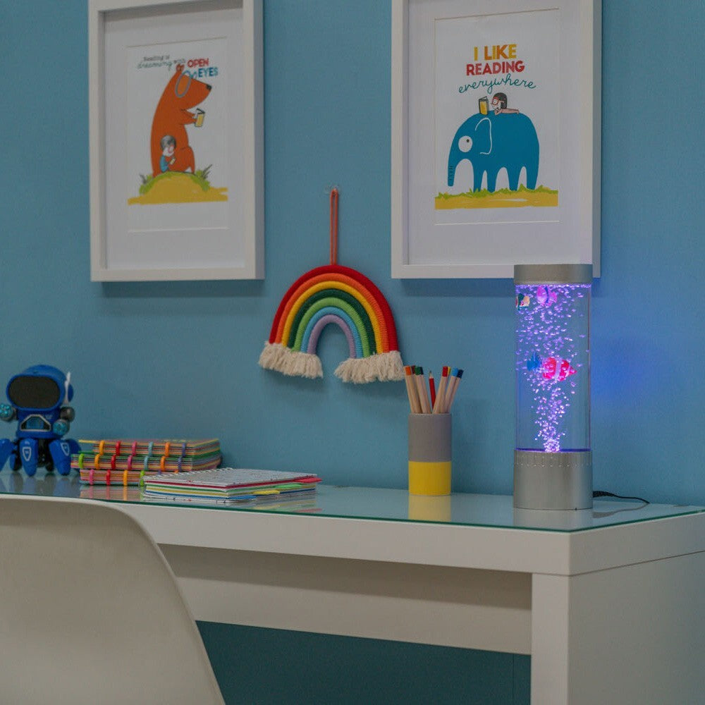Livoshop 32cm LED bubble lamp with color-changing fish water tube, sensory light, and vibrant bubbling effects.