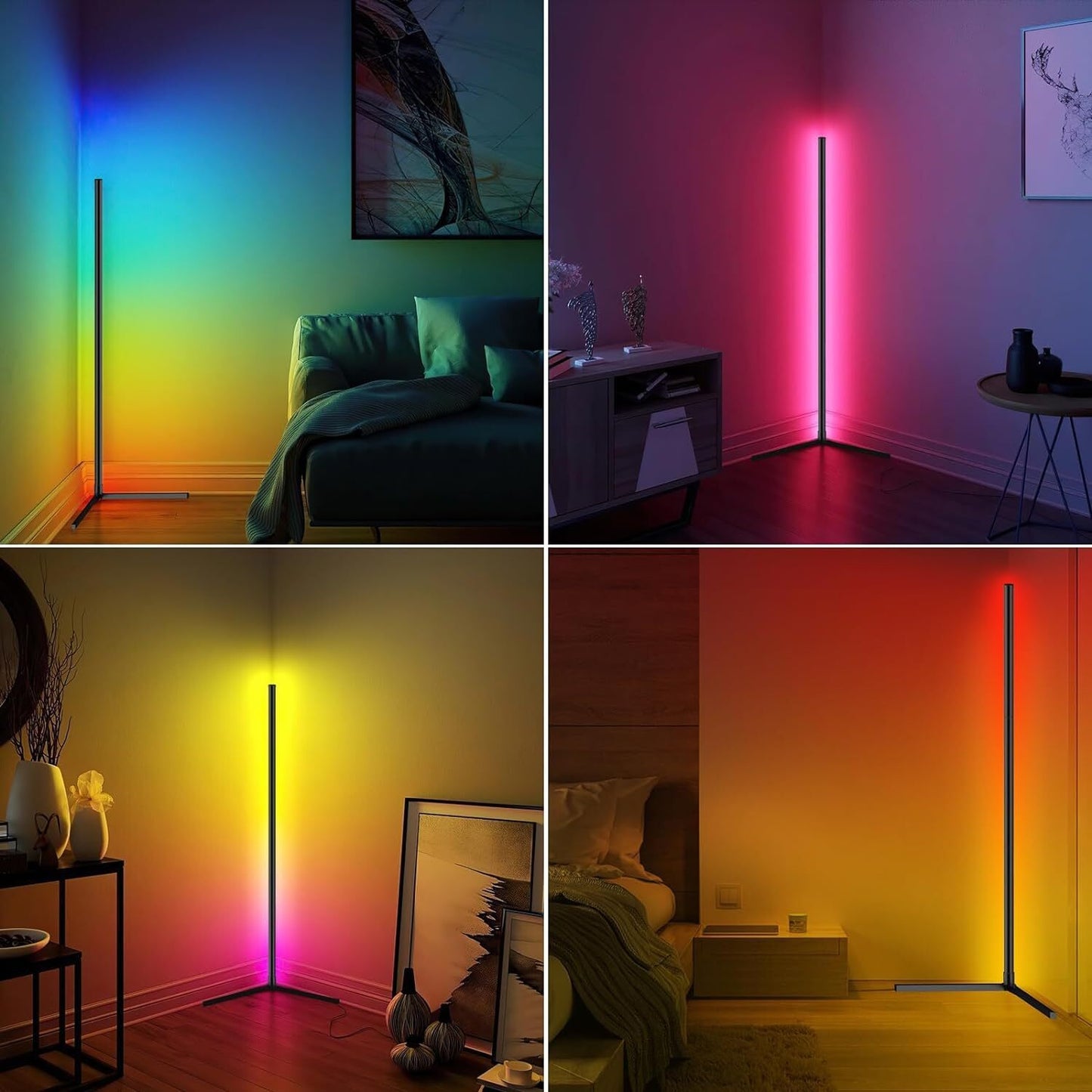 Modern HOMCOM 10W RGB LED corner floor lamp with remote control, minimalist standing mood light for home decor.