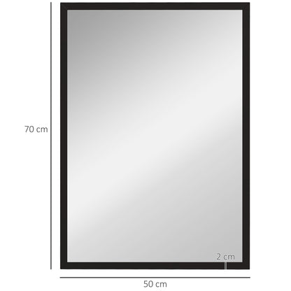 Black HOMCOM wall bathroom mirror, 70x50 cm, wall-mounted, suitable for living room, bedroom, or hallway decor.