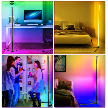 HOMCOM 10W RGB LED corner floor lamp with remote control, modern minimalist standing mood light for home decor.