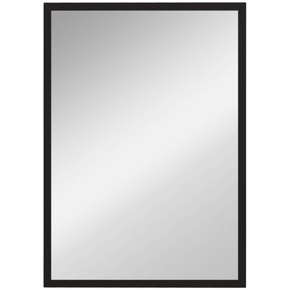 Black wall-mounted bathroom mirror measuring 70x50 cm, suitable for living room, bedroom, or hallway decor.