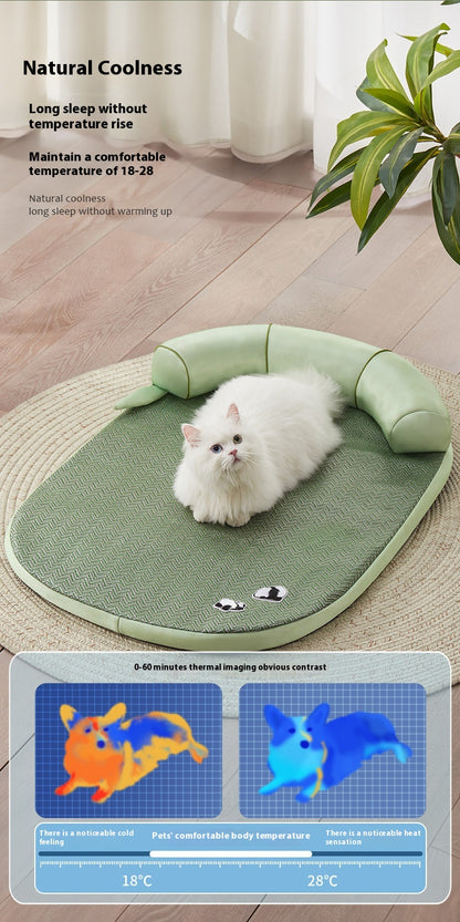 HOMCOM cool feeling dog and cat bed, four seasons universal pet mat with soft sleeping nest and sofa design for pets.