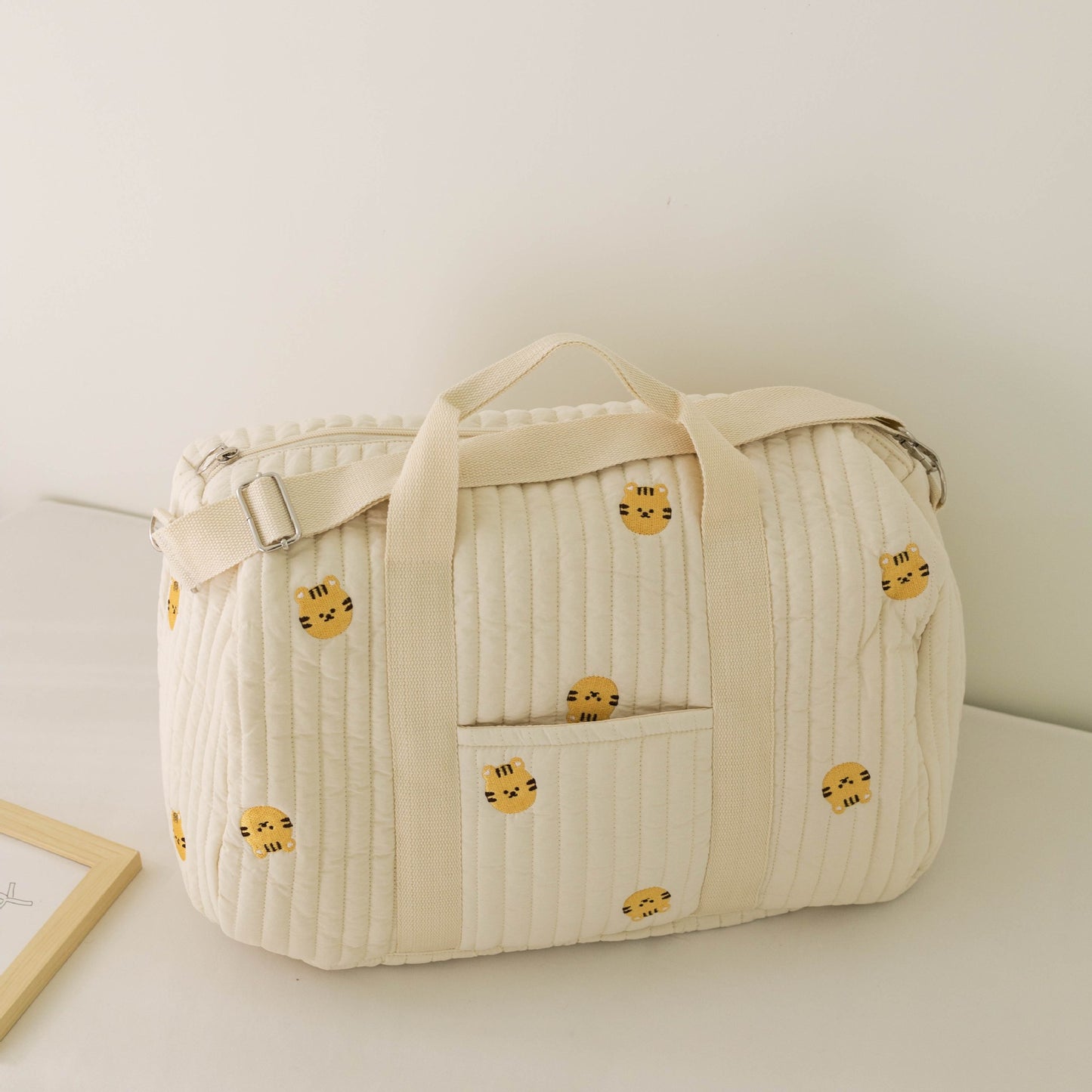 Large embroidered travel bag by eprolo, spacious Boston style bag with multiple compartments and sturdy handles for travel.