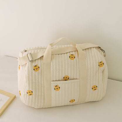 Large embroidered travel bag by eprolo, spacious Boston style bag with multiple compartments and sturdy handles for travel.