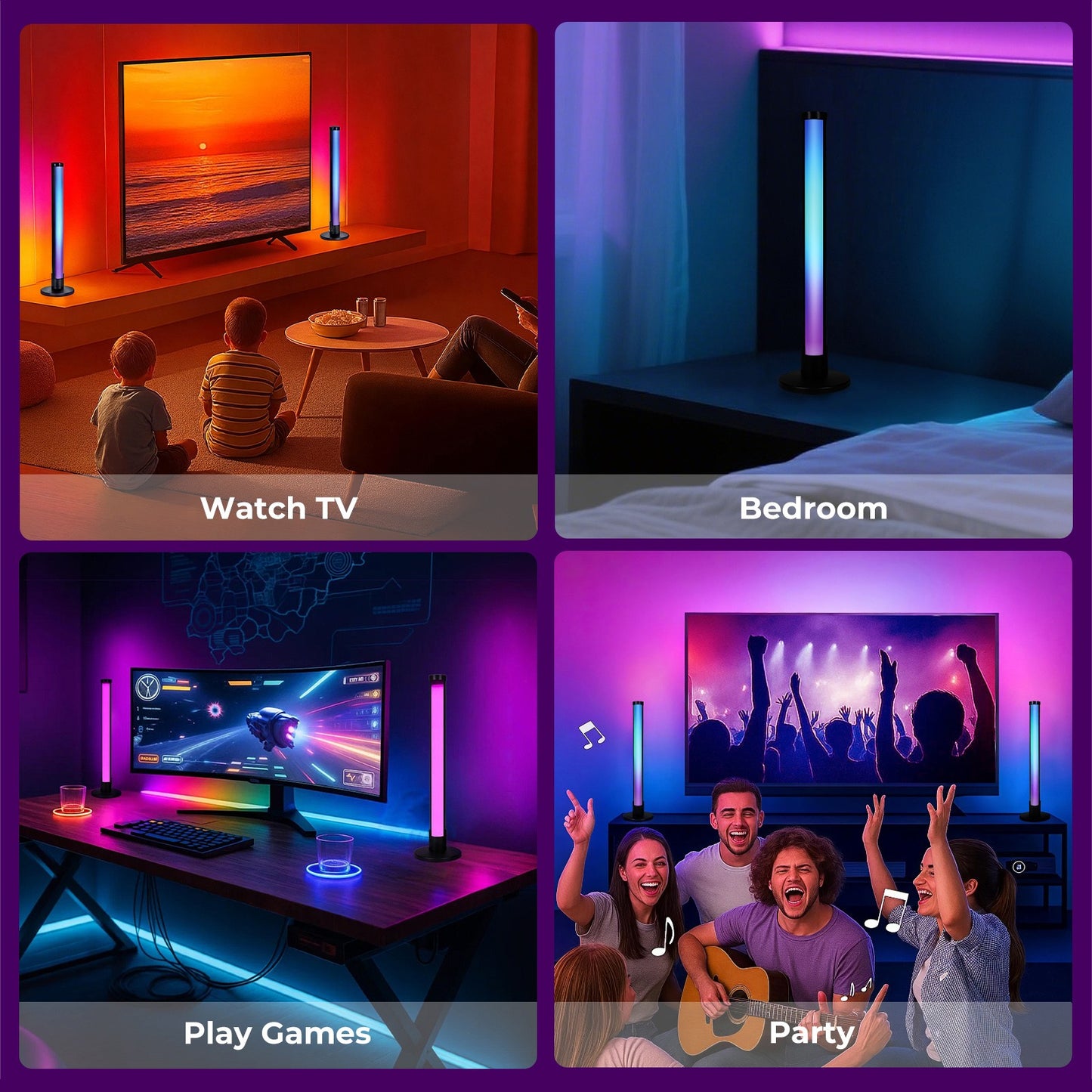 Livoshop Emitto 2X Smart RGB LED Light Bars with color-changing, music sync, ambient lighting and timer features.