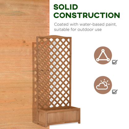 Outsunny wooden garden planter box with trellis, brown, 76x36x170cm, ideal for outdoor flower or vegetable planting.