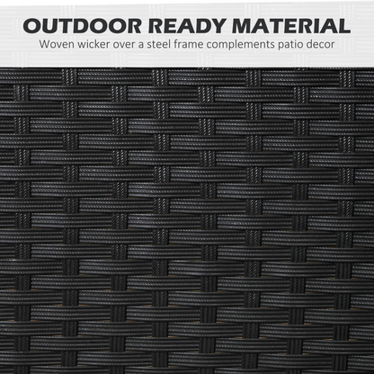 Outsunny 4-seater black rattan garden dining set with umbrella hole and matching chairs for outdoor patio dining.