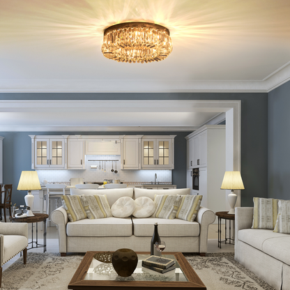 HOMCOM crystal ceiling light chandelier with stainless steel pendant in silver finish, featuring multiple hanging crystal accents.