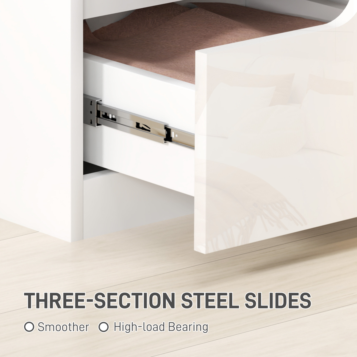 Modern Bedside Table with 2 Drawers for Bedroom, Living Room, White