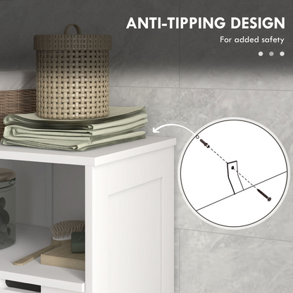 Small bathroom storage cabinet with louvered doors by kleankin, featuring compact design and ventilation for organized bathroom space.