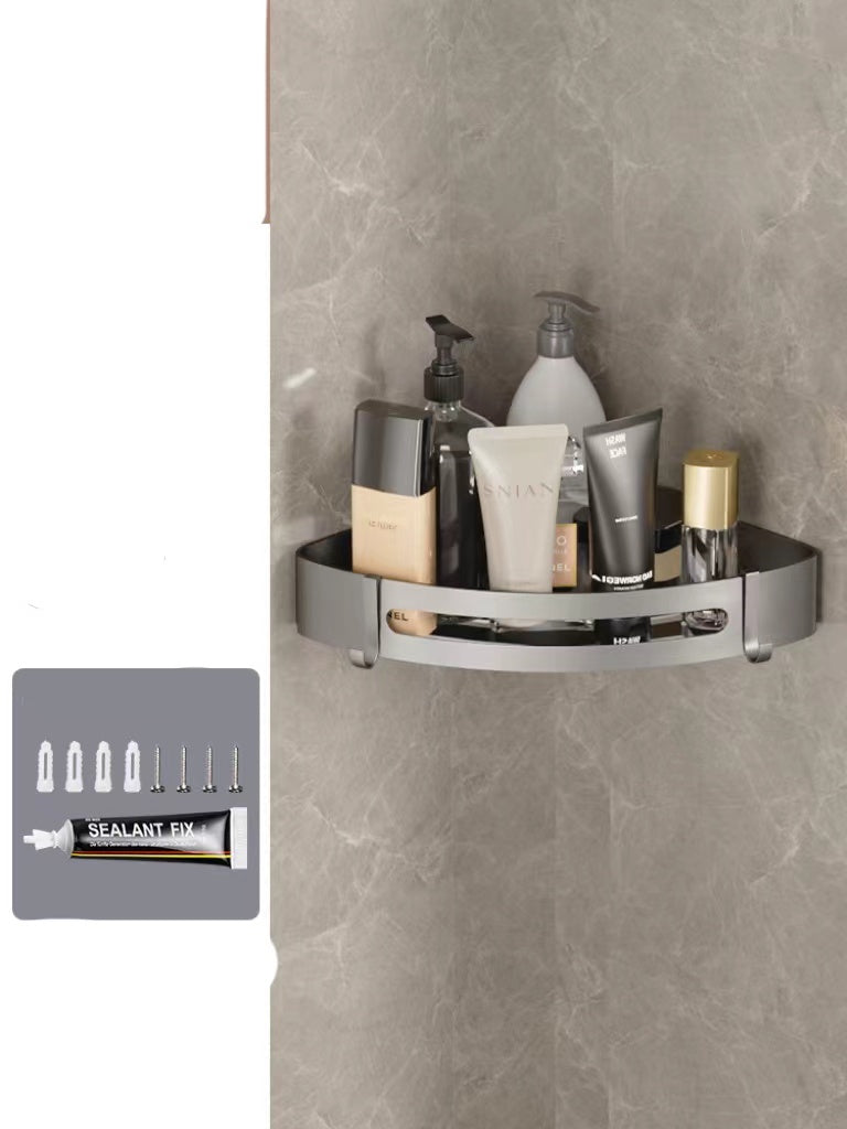 Bathroom Triangle Wall Shelf – Perforated Hanging Storage Rack