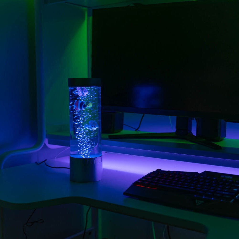 Livoshop 32cm LED bubble lamp with color-changing fish water tube sensory light, featuring vibrant, flowing water bubbles.
