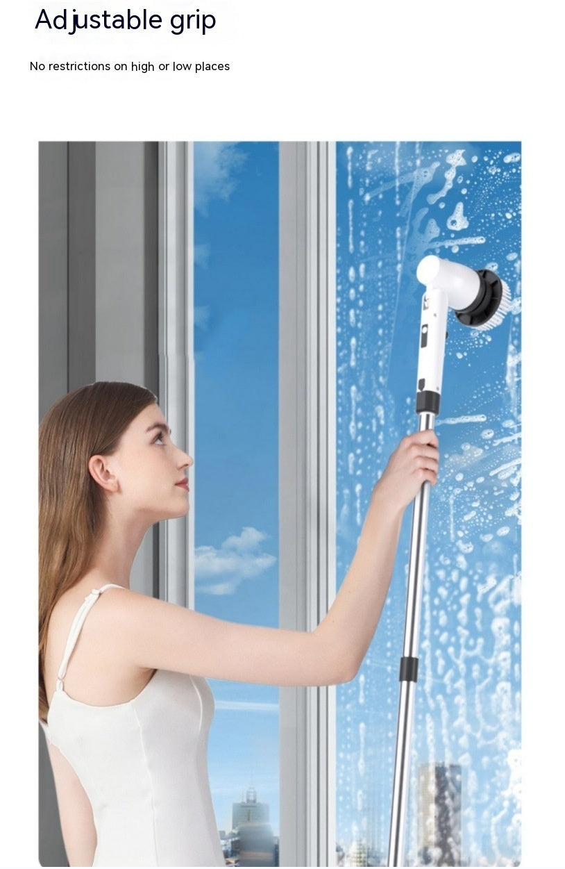 7-in-1 Electric Cleaning Brush – Long Handle Retractable Bathroom & Floor Scrubber