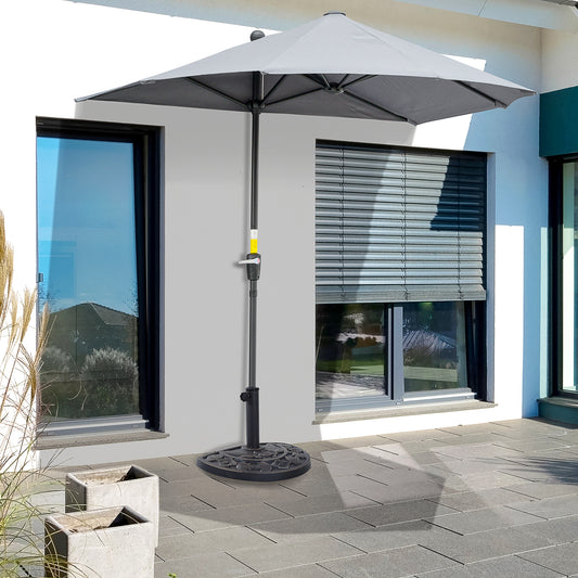 Bronze-tone 9kg HOMCOM parasol base with floral design, half-round umbrella stand for outdoor garden, fits rods 3.8cm and 4.8cm