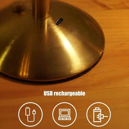 Modern HOMCOM LED table lamp with dimmable, cordless design, USB rechargeable night light on a sleek surface.