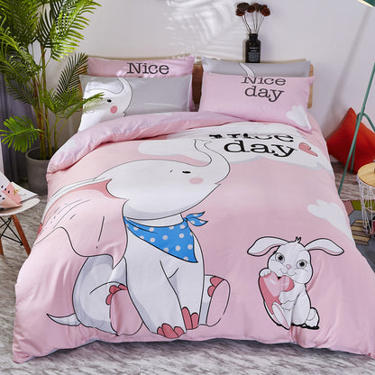 HOMCOM cotton cartoon bedding set with colorful playful patterns, soft and comfortable for children's bedroom decor.