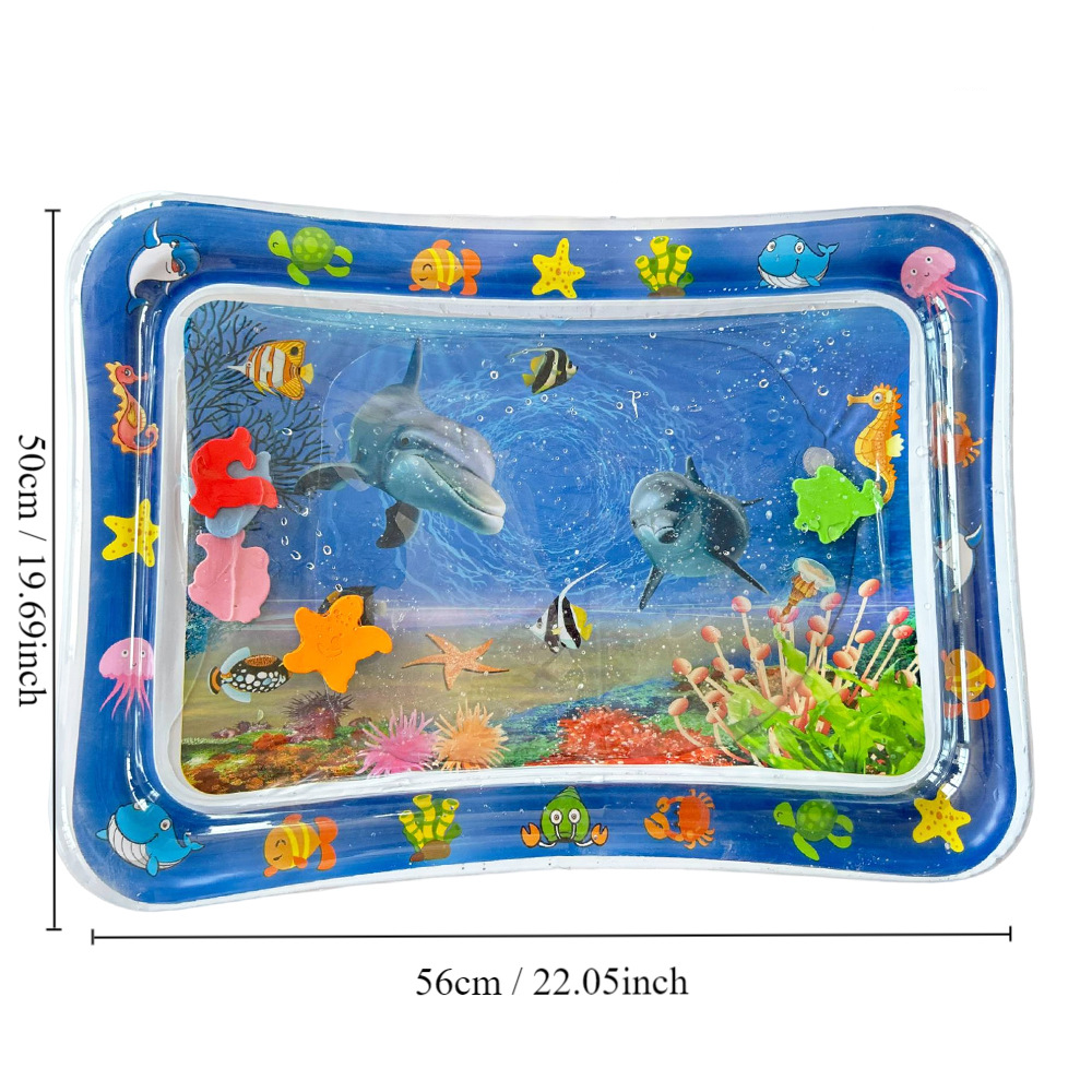 Baby inflatable water play mat featuring ocean-themed crawling toys, perfect for water fun and sensory play.