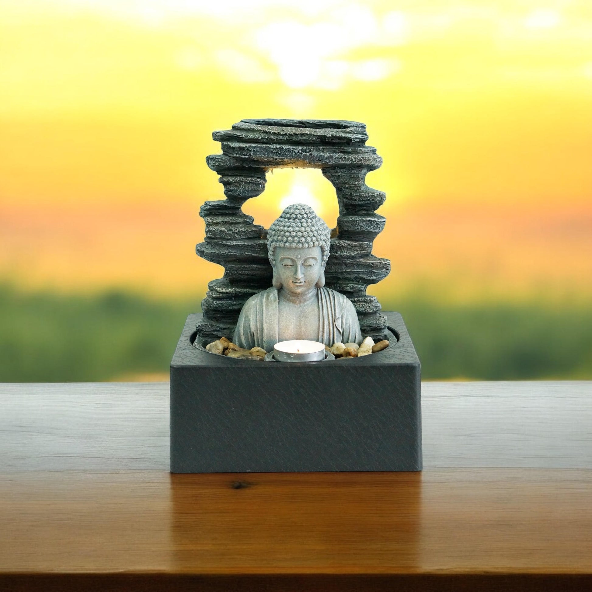 MSL 24cm fountain with flowing water, decorative garden feature, and elegant design for outdoor landscaping.