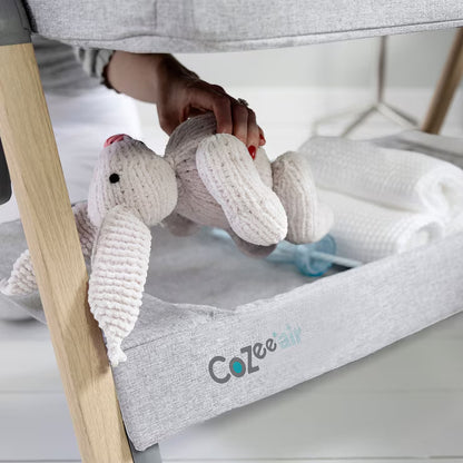 Cozee Air Bedside Rocking Crib, Oak & Silver