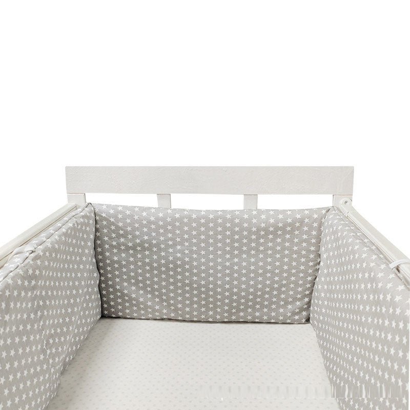 Eprolo baby bed rail guard with anti-fall cotton fence, soft mesh sides for child safety and comfort in a crib.