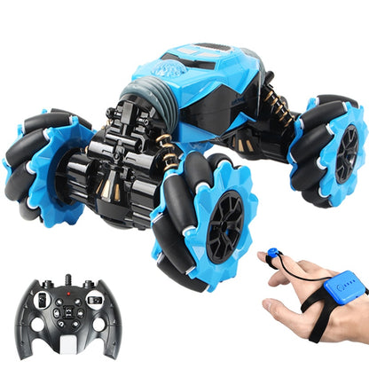 eprolo RC 4WD stunt car with gesture control, off-road tires, lights, music, high speed, and climbing ability in action.