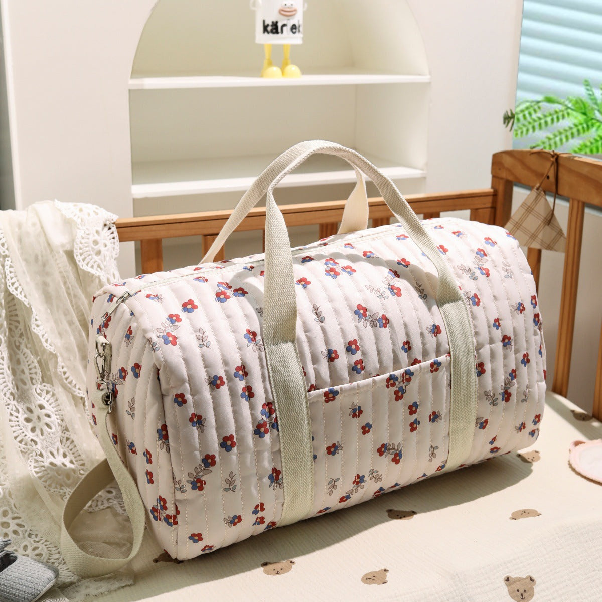 Large embroidered travel bag by eprolo with spacious capacity and sturdy handles, perfect for weekend trips or travel.