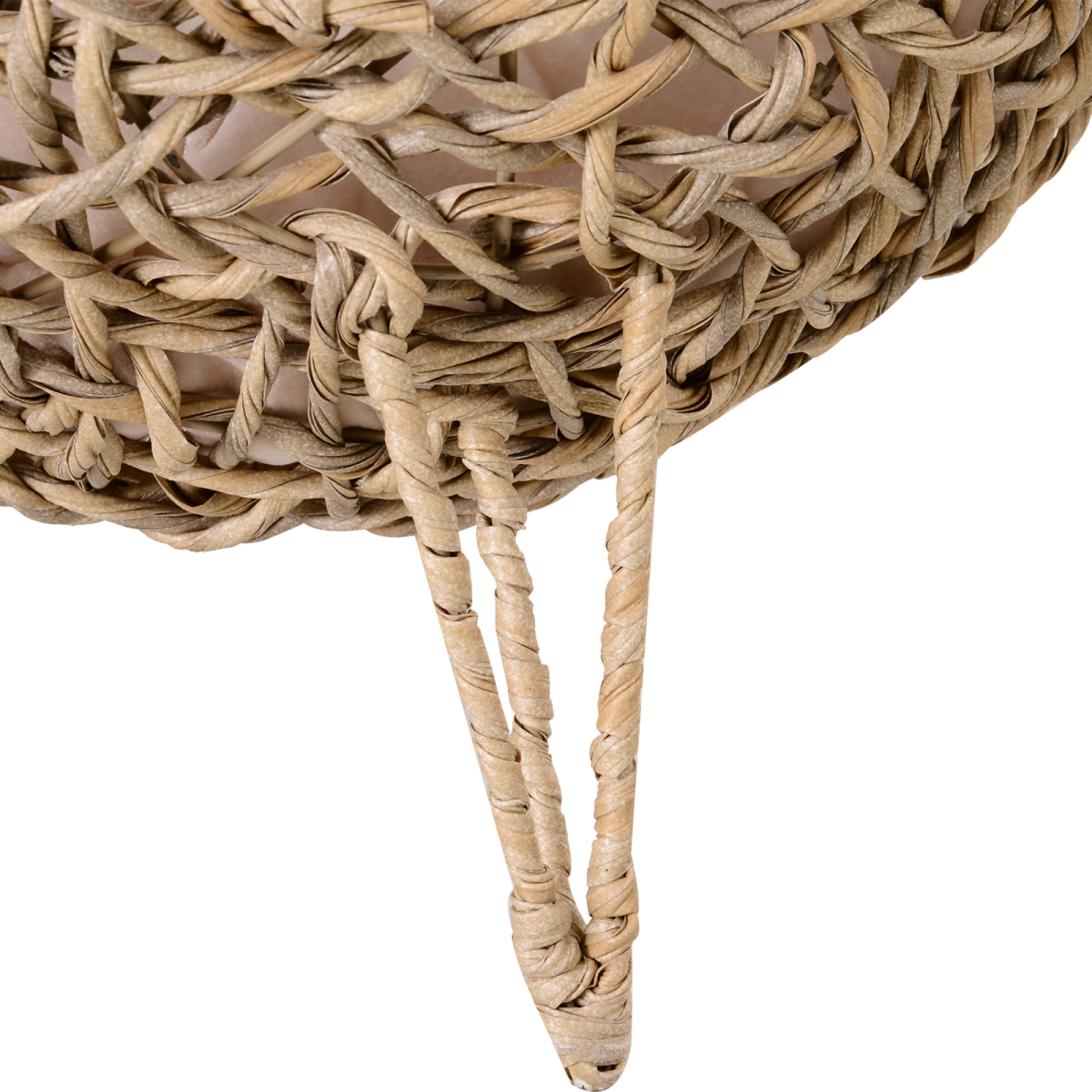 Ball-shaped rattan cat house with natural wood finish, raised pet bed for cats, by PawHut