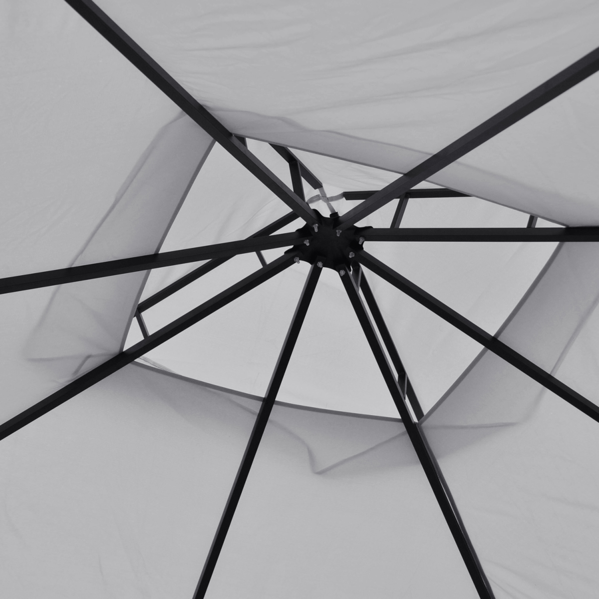 Light grey 3x3m outdoor gazebo party tent canopy for patio and garden, made of durable fabric with supporting frame.
