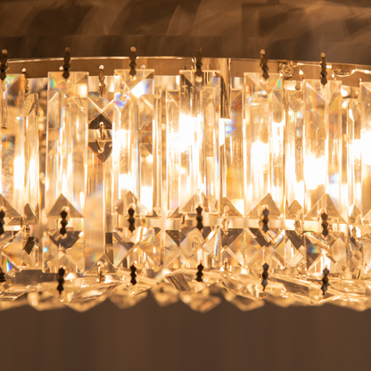HOMCOM crystal ceiling light chandelier with stainless steel pendant and silver finish, featuring multiple hanging crystal accents.