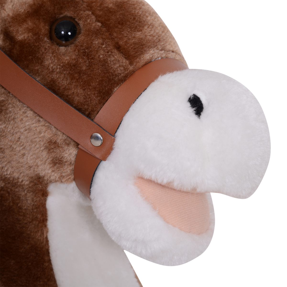 Wooden kids rocking horse by HOMCOM with plush seat, suitable for children aged 3, ride-on toy for toddlers and preschoolers