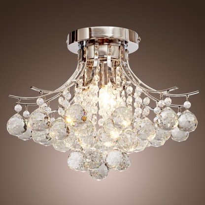 HOMCOM Modern K9 Crystal Ceiling Chandelier with pendant light design, featuring sleek modern style and multiple hanging crystal elements.